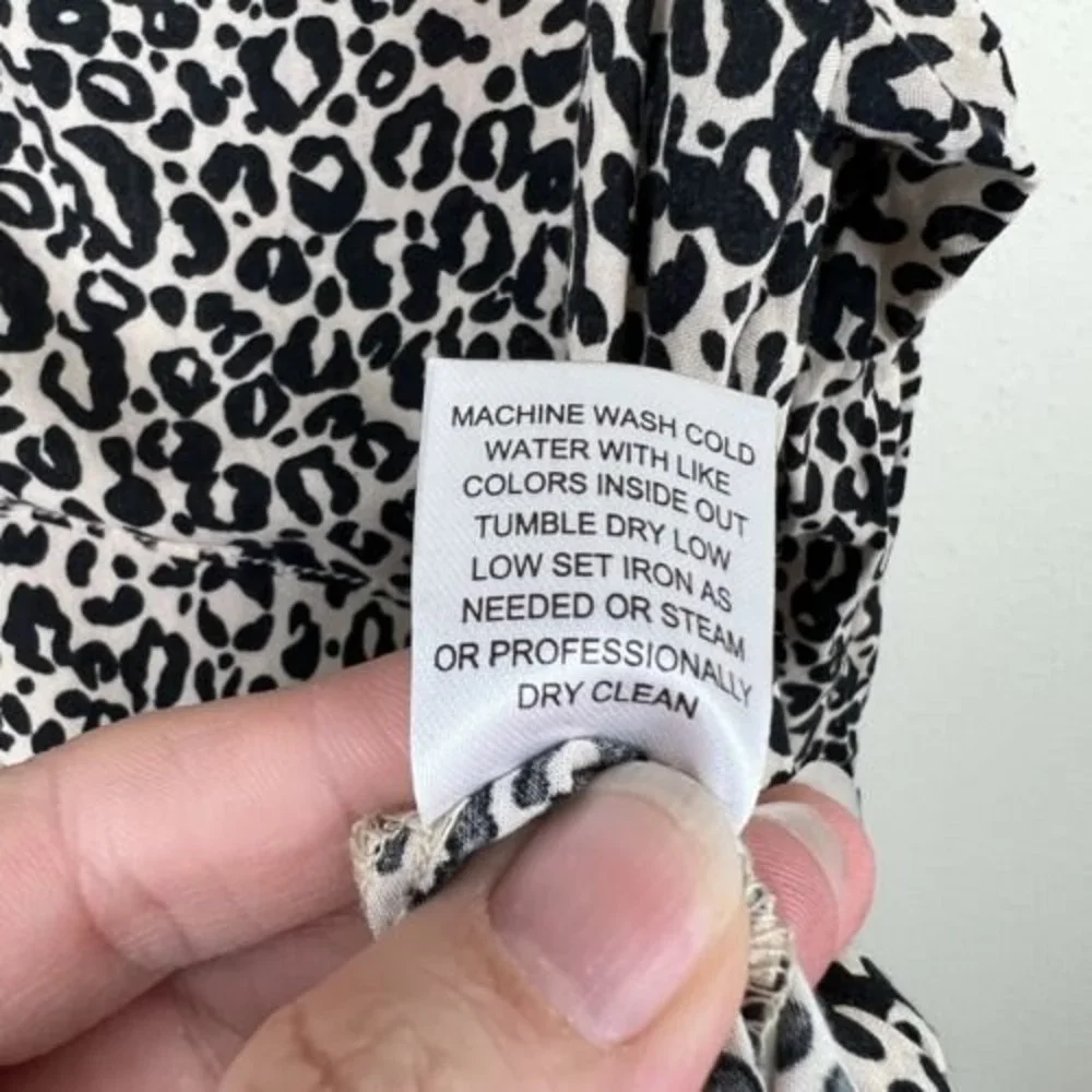 Grand & Greene Small Leopard Animal Print Roll Tab Long Sleeve Button Up Blouse - Picture 8 of 14
